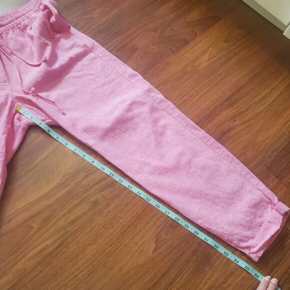 J.Crew Factory Linen-Cotton Drawstring Pant Pink Linen Cotton Blend Women's 8 - Picture 15 of 15